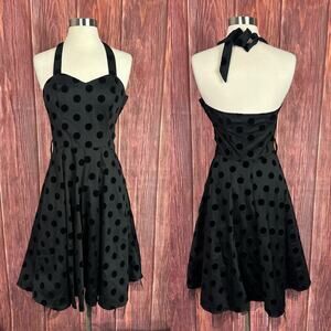 Hearts & Roses Womens Black Tulle Polka Dot Dress Wednesday Adams Costume Size 4